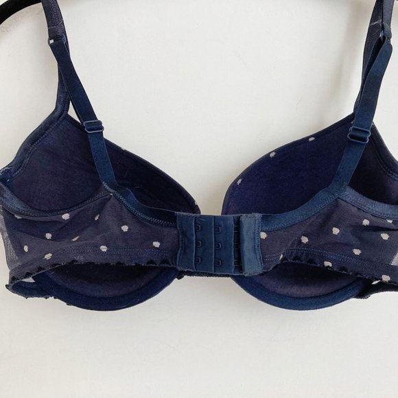 Calvin Klein Lightly Padded Blue Polka Dot Bra 32DD - Picture 3 of 3